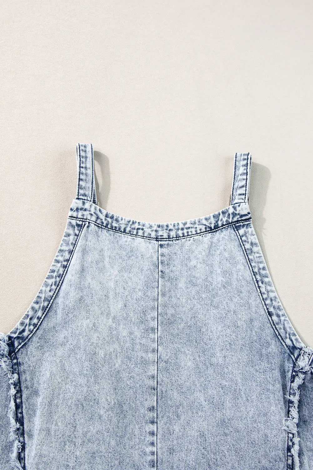 Beau Blue Light Wash Frayed Exposed Seam Wide Leg Denim Overall The Aurora Touch