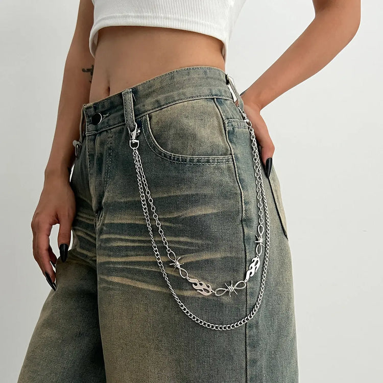 Punk Cross Stitching Pants Zipper Ornament CJ