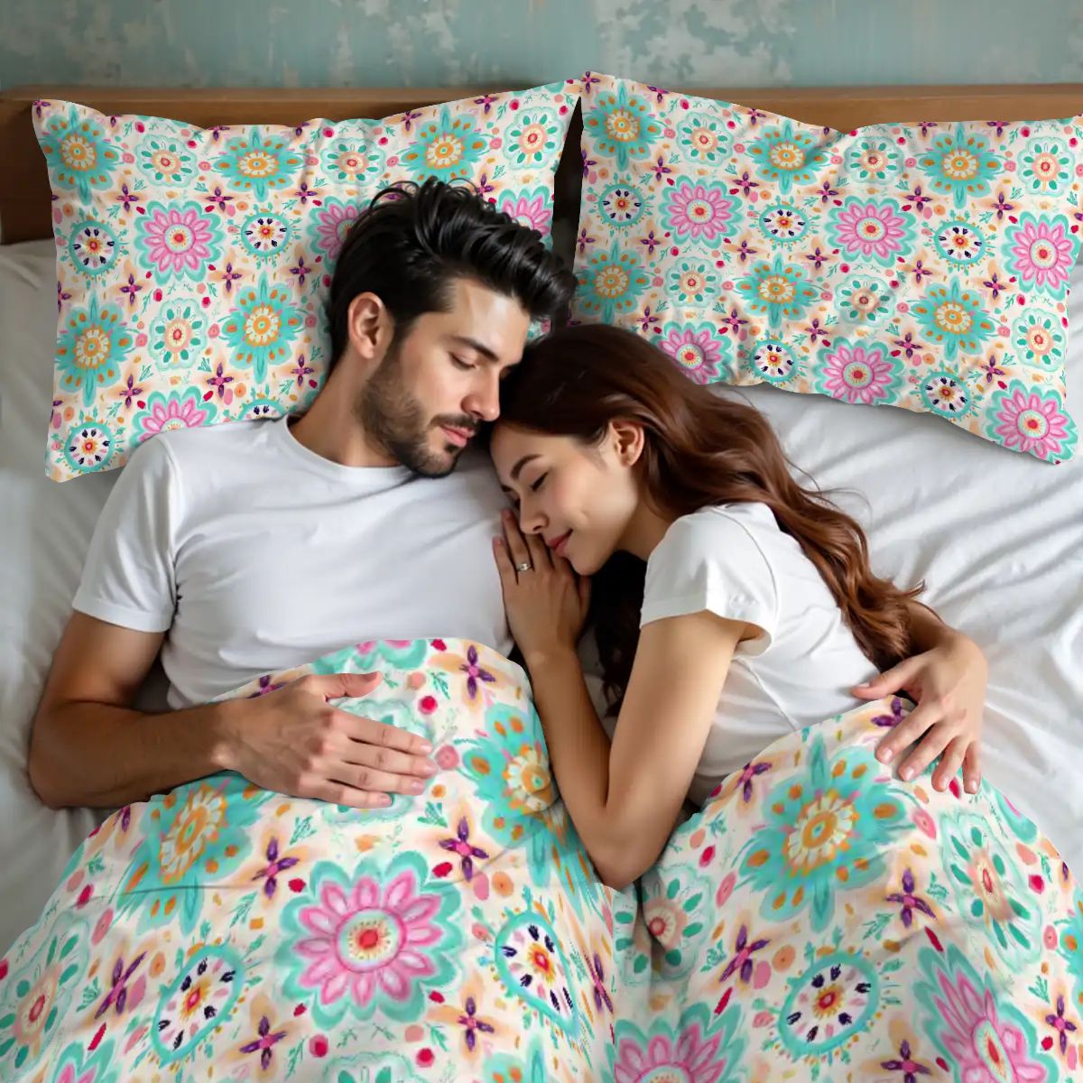 Vibrant Geometric Print Design Queen Duvet Cover Set