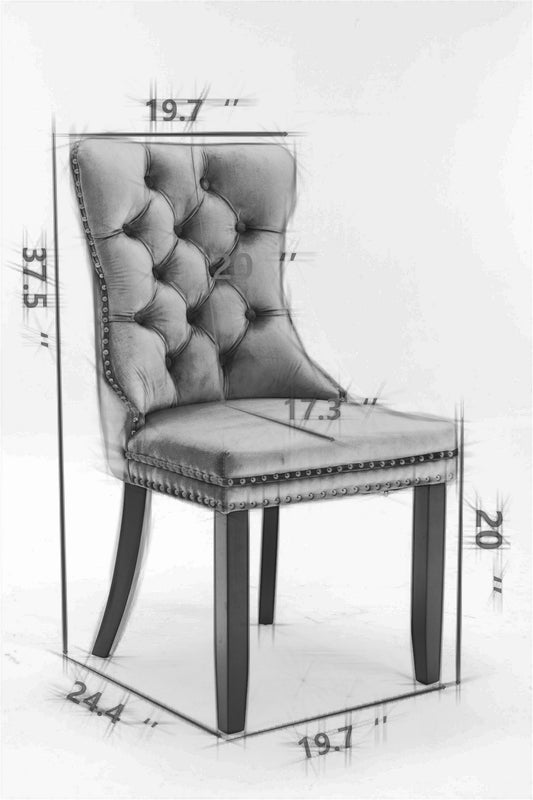 Modern, High-end Tufted Solid Wood Contemporary Velvet Upholstered Dining Chair With Golden Stainless Steel Plating Legs,Nailhead Trim,Set Of 2,Gold, SW1601GL