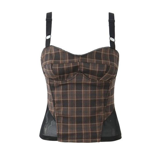 Womens Fashion Plaid Skirt Set