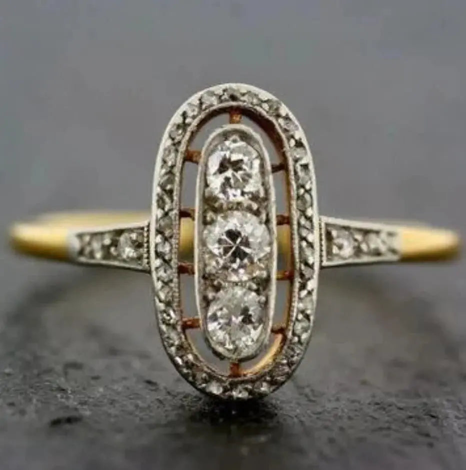 Micro-inlaid Zircon Ring- Antique Feel FashionRing CJ