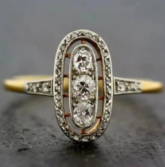 Micro-inlaid Zircon Ring- Antique Feel FashionRing CJ