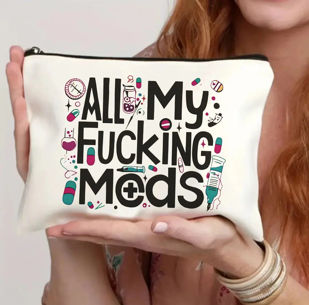 Canvas Zipper Polyester Funny Print Cosmetics Bag- Travel Pouch CJ