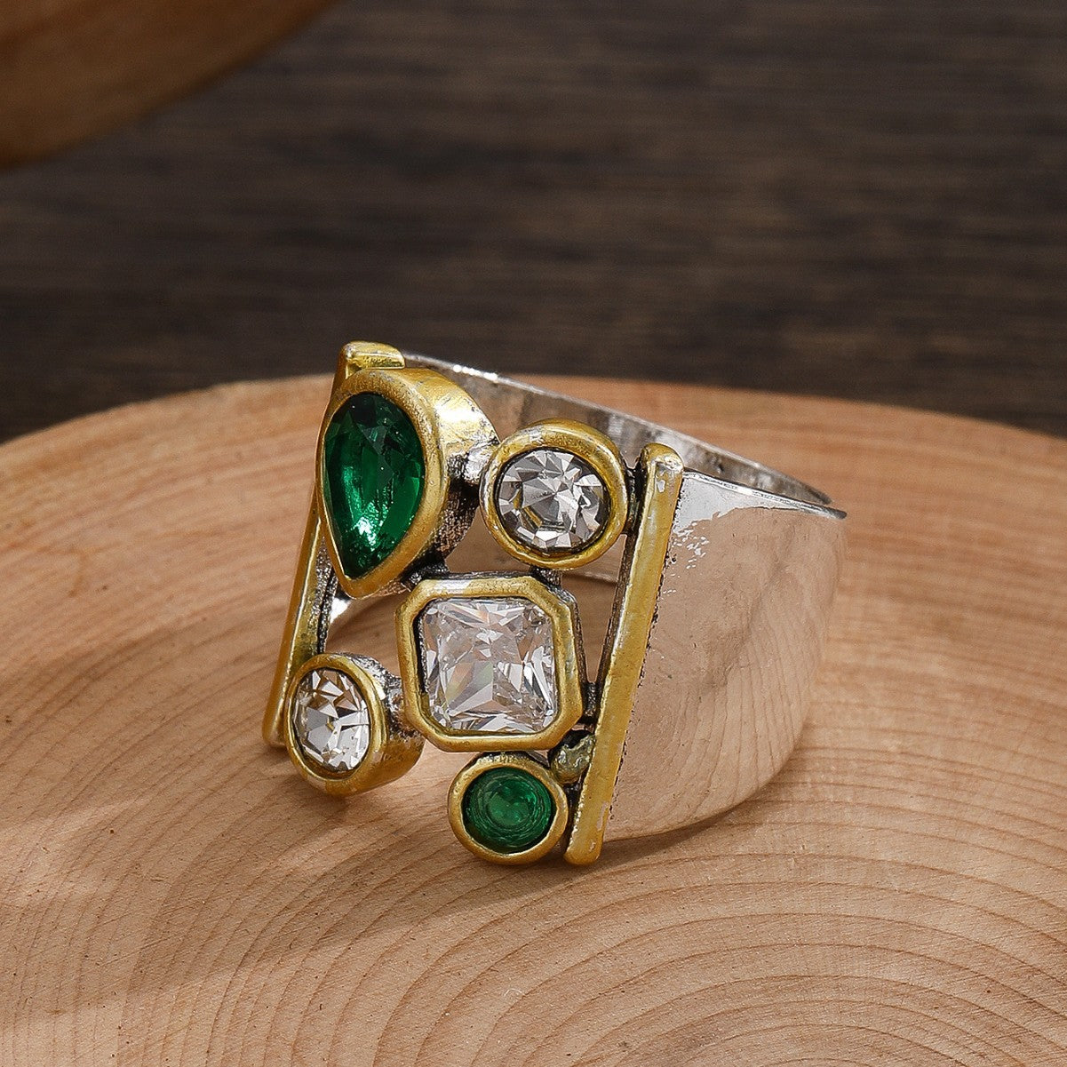 European And American Ladies Ring Retro Simple Enlarged Stones