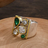 European And American Ladies Ring Retro Simple Enlarged Stones CJ