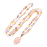 Boho Natural Stone Knotted Crystal Necklace CJ