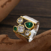 European And American Ladies Ring Retro Simple Enlarged Stones CJ
