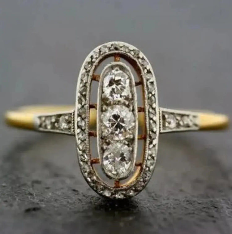 Micro-inlaid Zircon Ring- Antique Feel FashionRing CJ
