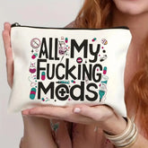 Canvas Zipper Polyester Funny Print Cosmetics Bag- Travel Pouch CJ