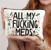 Canvas Zipper Polyester Funny Print Cosmetics Bag- Travel Pouch CJ
