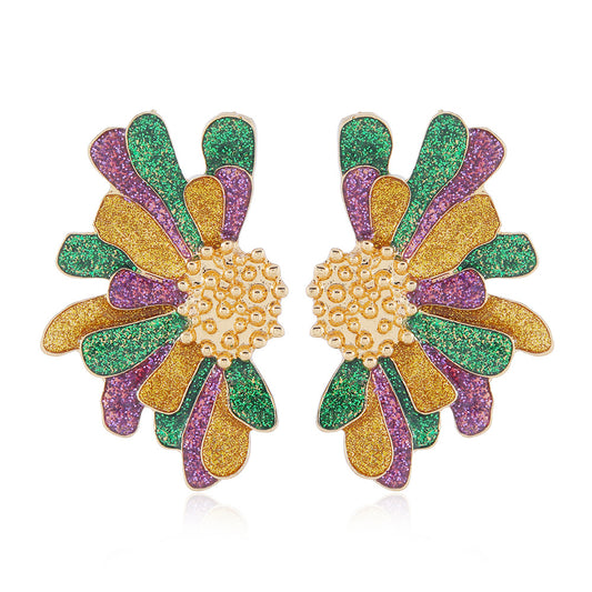 Women's Colorful Ethnic Flower Stud Earrings