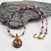 Boho Natural Stone Knotted Crystal Necklace CJ