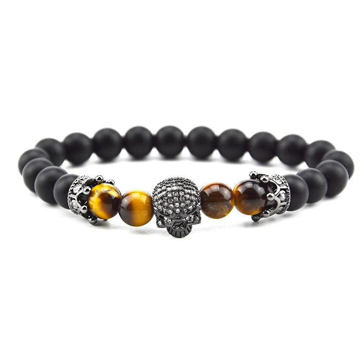 Design Volcanic Rock Beaded Crown Zircon Bracelet