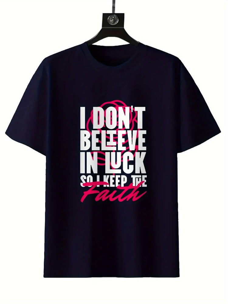 Keep The Faith Printed Unisex Round Neck T-shirt Casual Short Sleeved Top The Aurora Touch