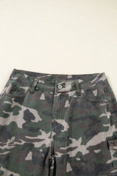 Green Camo Denim Cargo Wide Leg Pants Dear-Lover Dropshipping