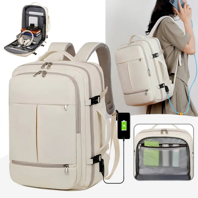 Large Capacity Backpack For Women Men Multiple Pockets And Zippers Versatile Computer Bags Business Travel Backpack The Aurora Touch