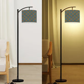 Damask Geometrical Prnt Pattern Design Arc Floor Lamp (Made in USA) The Aurora Touch
