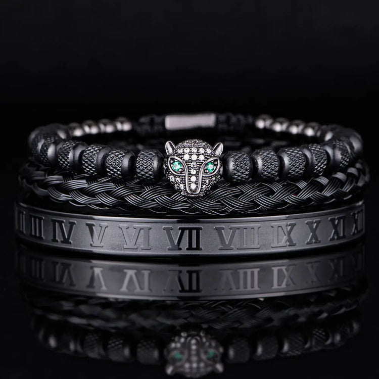 Leopard Head Set Mesh Pineapple Pearl Roman Bracelet The Aurora Touch
