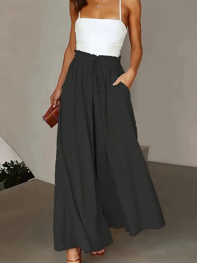 Ladies Plus Size Casual Pants Elastic Waist Wide-leg Pants The Aurora Touch