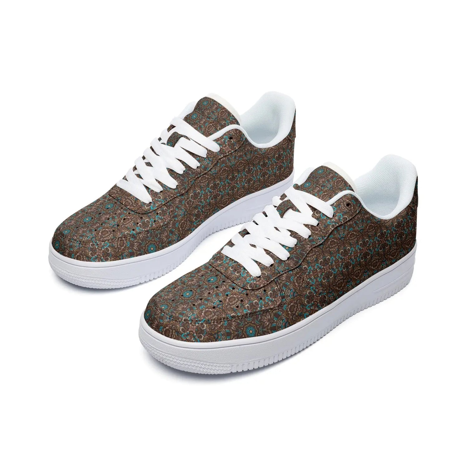 Unisex Low Top Ethnic Pattern Design Trendy Leather Sneakers Printy6