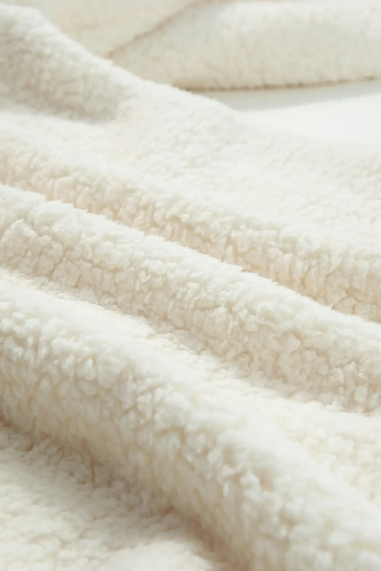 Beige Contrast Flap Pocket Single Breasted Teddy Coat Dear-Lover Dropshipping