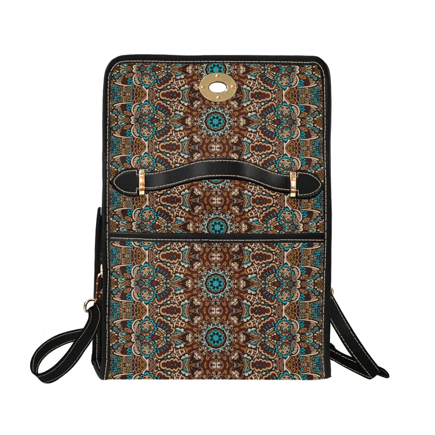 Designer Fashion Print Pattern Multi-purpose Versatile Purse Lock bag (black shoulder strap, black edging) Inkedjoy