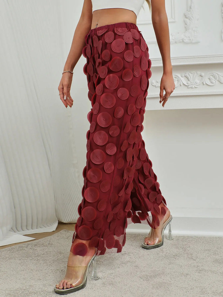 Fashionable Temperament Round Piece Design Tassel Hollowing High Waist Straight Ladies Pants The Aurora Touch