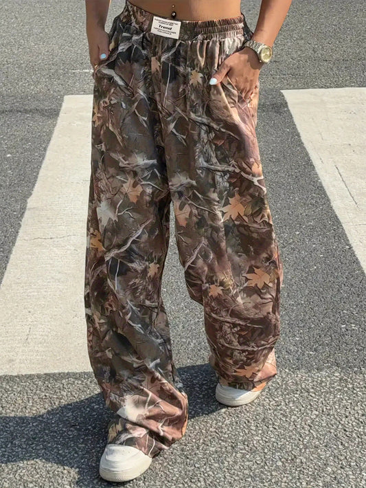 Womes's Slimming Casual Hip-Hop Retro Street Multi-Pocket Camouflage Cargo Pants