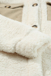 Beige Contrast Flap Pocket Single Breasted Teddy Coat Dear-Lover Dropshipping