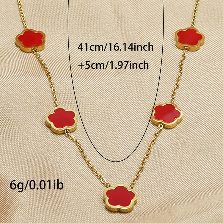 Lxalry 18K Gold Plated Five Leaf Clover Necklace | Modern Minimalist Jewelry The Aurora Touch