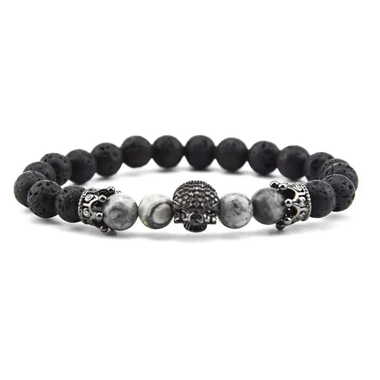 Design Volcanic Rock Beaded Crown Zircon Bracelet The Aurora Touch