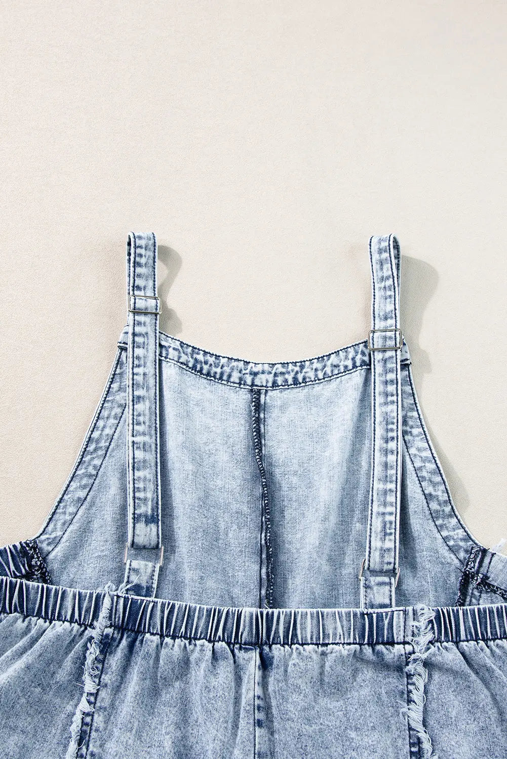 Beau Blue Light Wash Frayed Exposed Seam Wide Leg Denim Overall The Aurora Touch
