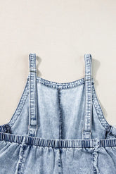 Beau Blue Light Wash Frayed Exposed Seam Wide Leg Denim Overall The Aurora Touch