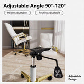 Executive Stylish White Leather Office Chair High Back with Gold Arms and Wheels | Excellent Back Support The Aurora Touch