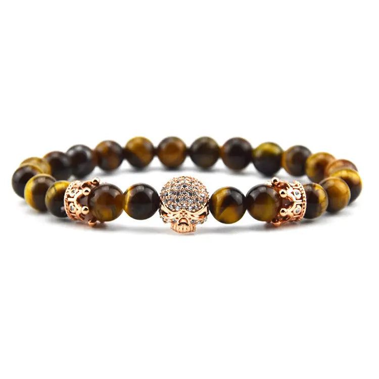 Design Volcanic Rock Beaded Crown Zircon Bracelet The Aurora Touch