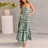 Summer Striped Printed Suspender Long Dress With Pockets | Fashion Square Neck Backless Dress The Aurora Touch