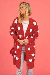 Heart Graphic Open Front Cardigan with Pockets The Aurora Touch