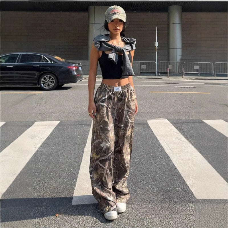 Womes's Slimming Casual Hip-Hop Retro Street Multi-Pocket Camouflage Cargo Pants