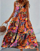 Bohemian Plus Size Dress | Loose Round Neck Ruffle Big Swing Summer Casual Dress The Aurora Touch