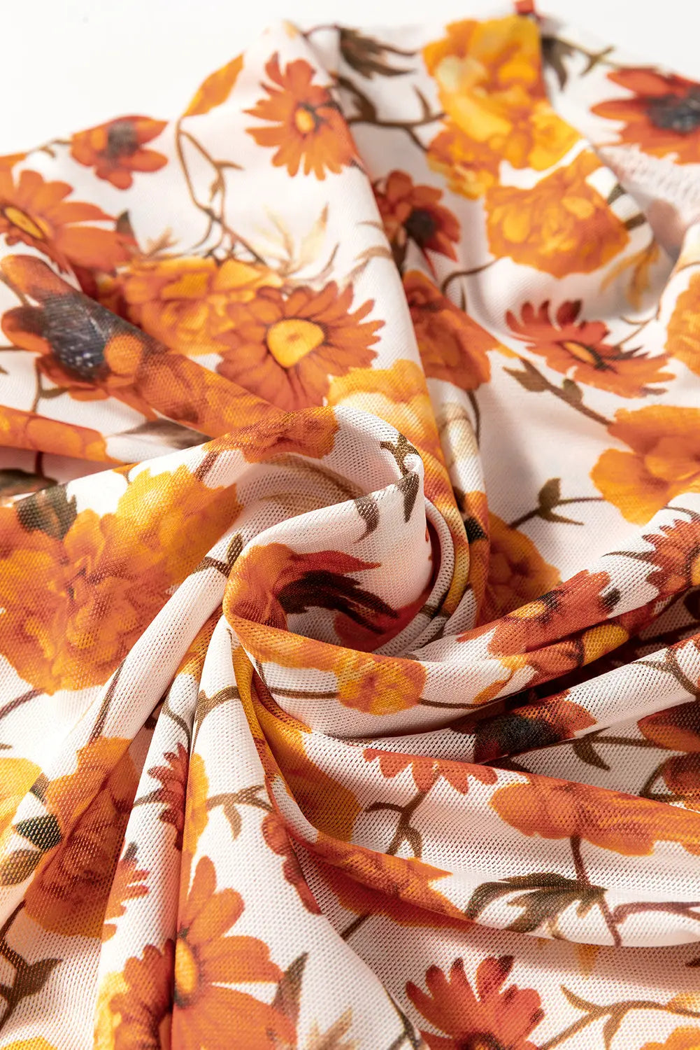 Orange Floral Printed Bell Sleeve Blouse - The Aurora Touch