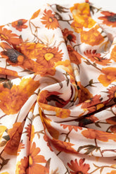 Orange Floral Printed Bell Sleeve Blouse - The Aurora Touch