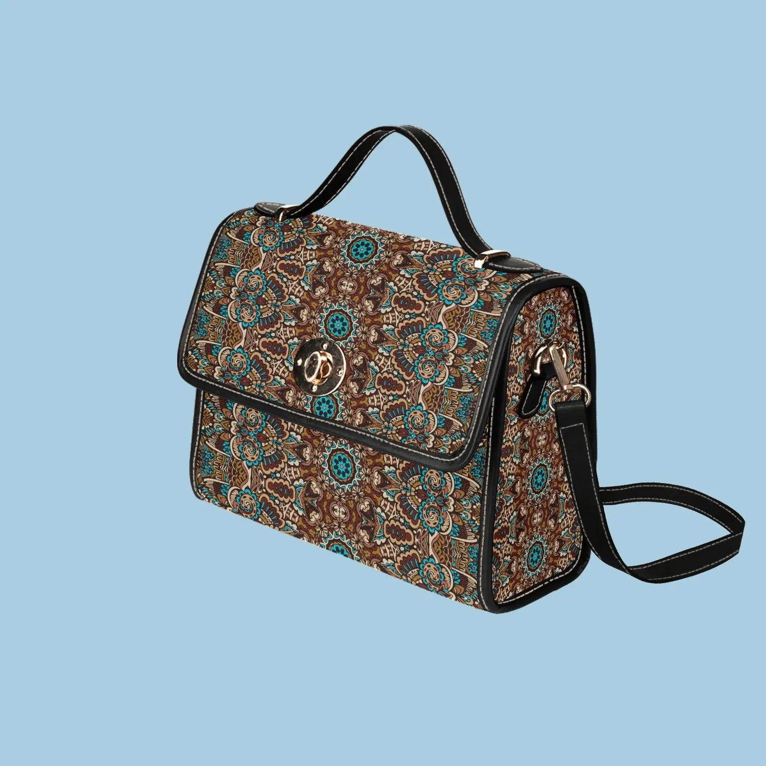 Designer Fashion Print Pattern Multi-purpose Versatile Purse Lock bag (black shoulder strap, black edging) Inkedjoy