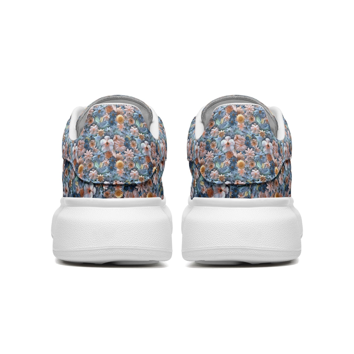 Women's Non Slip Lace Up Floral 3D Print Vegan Leather Sneakers