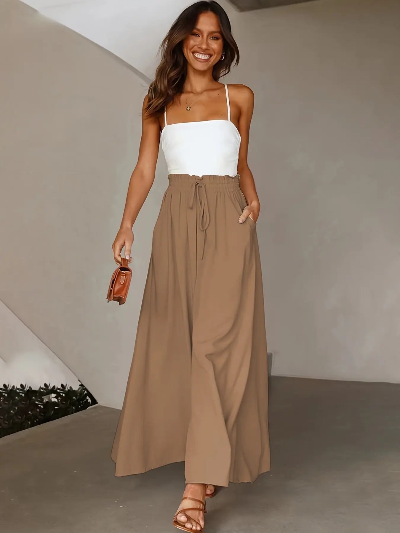 Ladies Plus Size Casual Pants Elastic Waist Wide-leg Pants The Aurora Touch