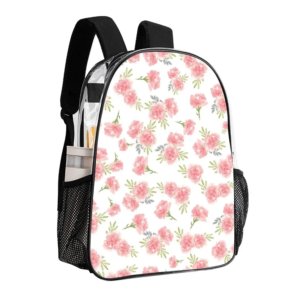 Transparent Floral Print Pattern Back Pack - The Aurora Touch