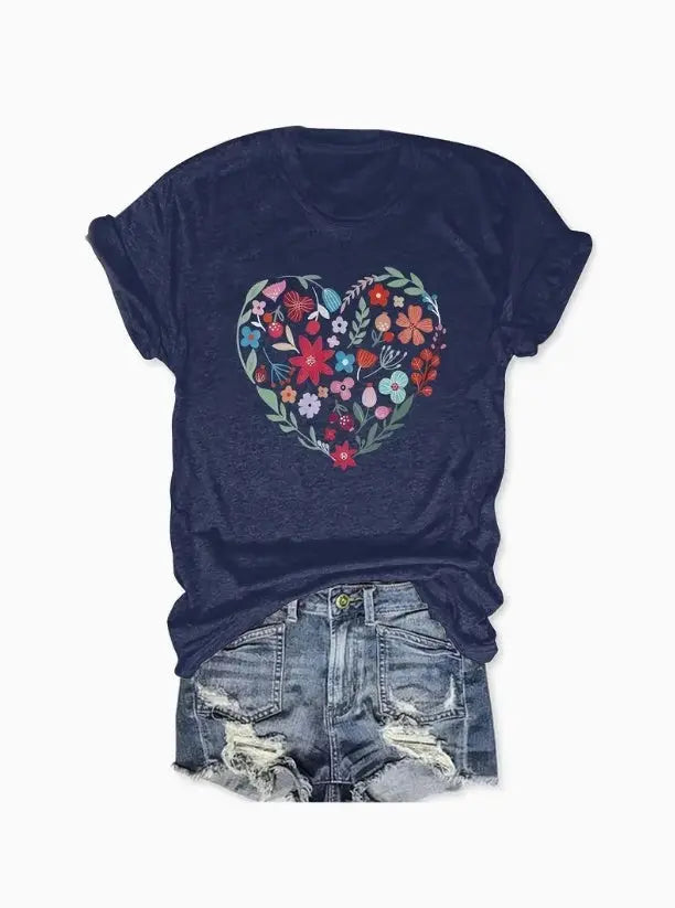Plus Size Designer Flower Printed T-Shirt CJ