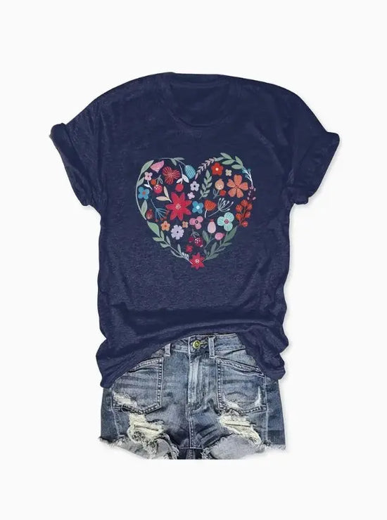 Plus Size Designer Flower Printed T-Shirt CJ