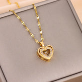 Double-layer Love Necklace With Rhinestones |Titanium Steel Pendant Fashion Jewelry The Aurora Touch