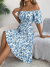 Floral Print Square Collar Dress Summer Fashion Ruffles Dresses Women&